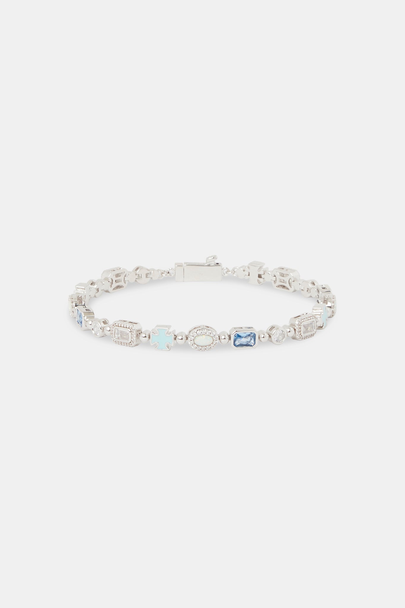 Blaues und klares Mikro-Mehredelsteinarmband – 6 mm